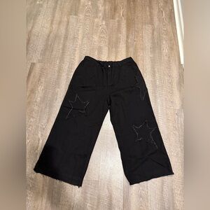 SHEIN Black Star Embellished Wide Leg Pants. Size 4x